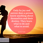 "Only by joy and sorrow does a person know anything about themselves and their destiny. They learn what to do and what to avoid." - Johann Wolfgang von Goethe
